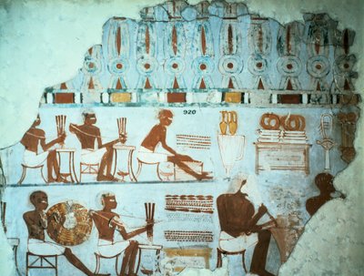 Fragment av malt gips fra graven til Sebekhotep, fra Theben, Egypt, 18. dynasti, c1400 f.Kr. av Unbekannt