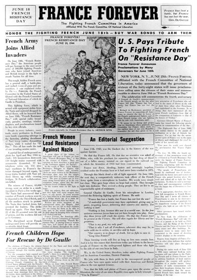France Forever, avis, 18. juni 1944 av Unbekannt