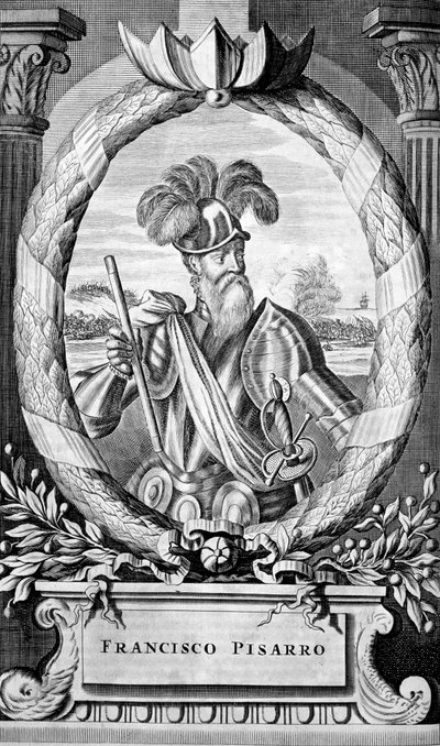 Francisco Pizarro, spansk conquistador fra 1400-tallet, 1671 av Unbekannt
