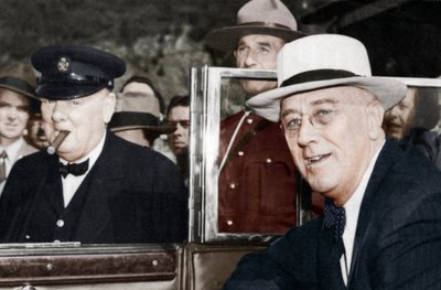 Franklin D Roosevelt og Winston Churchill møtes i Quebec, Canada, 1944 av Unbekannt