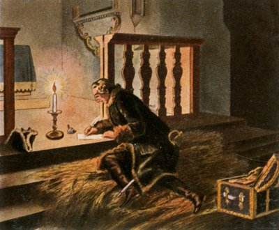 Frederick II i landsbykirken i Elsnig ... etter slaget ved Torgau, 3. november 1760, 1936. av Unbekannt