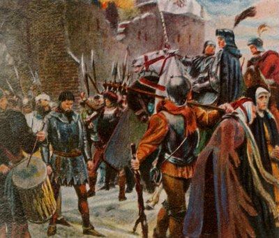 Frederick I, markgreve av Brandenburg, slår ned Quitzows, 1414, 1936. av Unbekannt