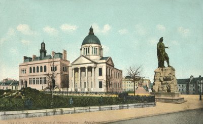 Free Library Free S Church & Wallace Statue - Aberdeen, 1900-tallet. av Unbekannt