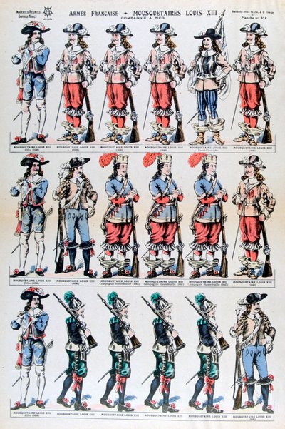 Fransk hær, musketerer av Louis XIII, 1600-tallet 1800-tallet av Unbekannt