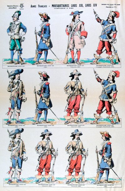 Fransk hær, musketerer av Louis XIII og Louis XIV, 1600-tallet 1800-tallet av Unbekannt