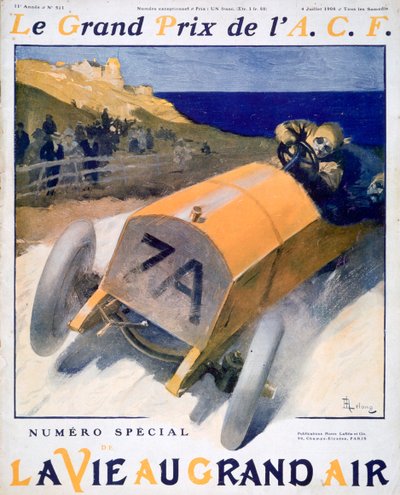 French Grand Prix, forside av magasinet La Vie au Grand Air, 1908 av Unbekannt