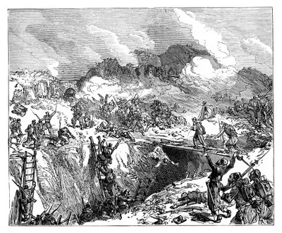 Fransk angrep på Malakoff, 1800-tallet av Unbekannt
