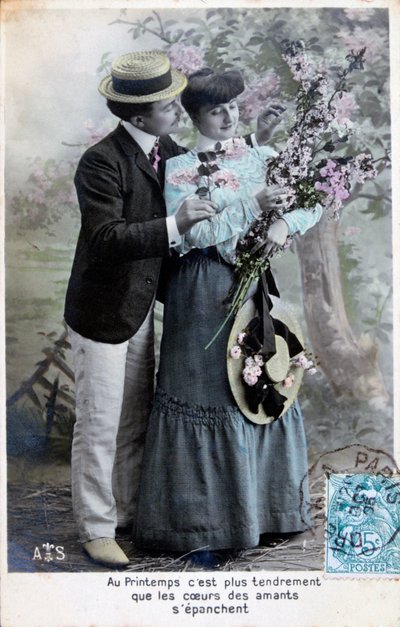 Fransk romantisk postkort, c1900 av Unbekannt
