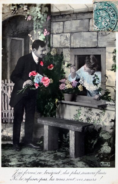Fransk romantisk postkort, c1900 av Unbekannt
