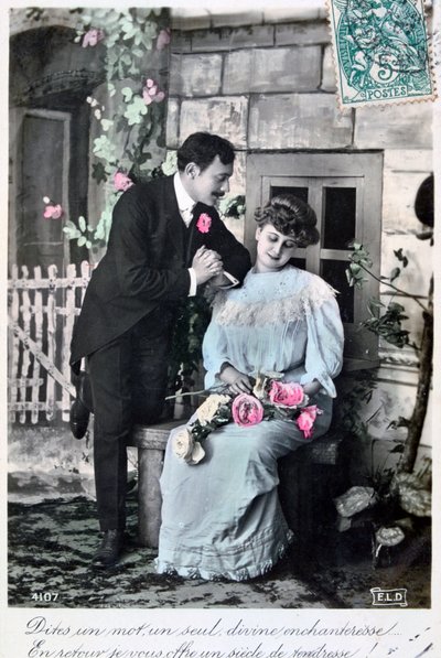 Fransk romantisk postkort, c1900 av Unbekannt