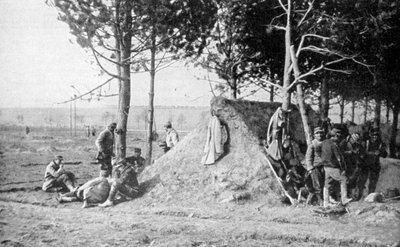 Franske soldater i ro etter kamp, Champagne-regionen, Frankrike, første verdenskrig, 1915 av Unbekannt