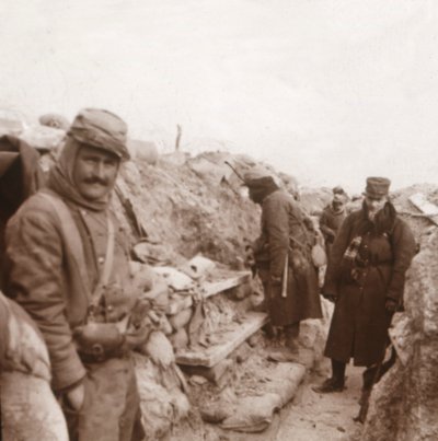 Franske soldater i skyttergravene, Perthes, Nord-Frankrike, c1914-c1918 av Unbekannt