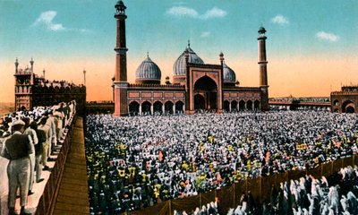 Fredagsbønn, Jama Masjid, Delhi, India, tidlig på 1900-tallet av Unbekannt