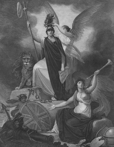 Frontispice - Britannia holder Trident of Neptun, overvunnet av Liberty Cap og krone av Unbekannt