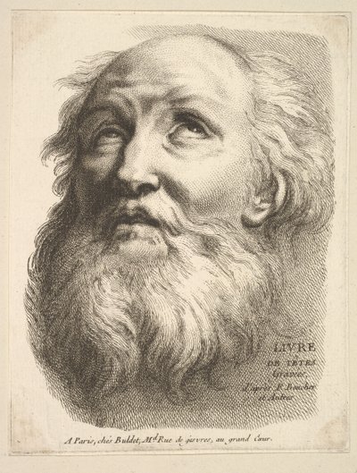 Frontispice: Head of a Bearded Man, fra Livre de Têtes Gravées dapres F. Bouch..., 1700-tallet. av Unbekannt