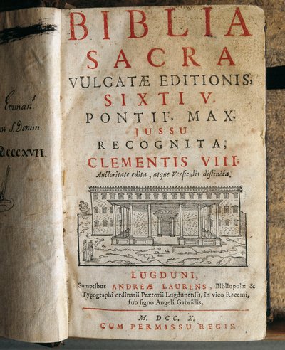 Frontispice av den hellige bibel av Sixtus V (1520-1590) av Unbekannt