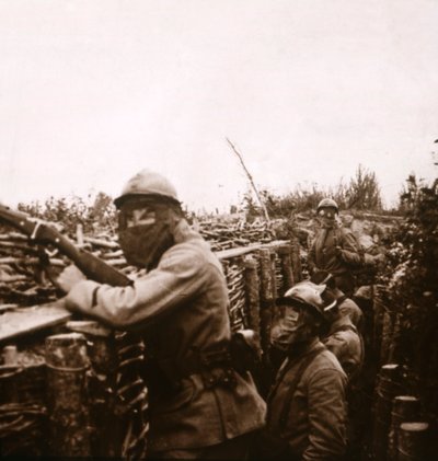 Gassvarsling i skyttergraver, Champagne, Nord-Frankrike, 1916 av Unbekannt