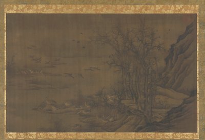 Gjess ved Dawn on a Misty River, 1400-tallet. av Unbekannt