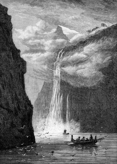 Geirangerfjorden, med de syv søstrefall, Norge, 1882 av Unbekannt