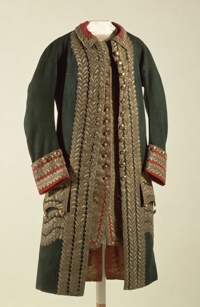 Generaluniform, tilhørende Alexander Suvorov (1729-1800), sent på 1700-tallet (ullstoff og silke dekorert med gulltråd) av Unbekannt
