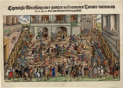 Tysk ridderturnering, ca 1530 av Unbekannt