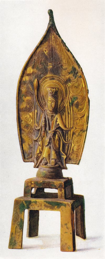 Forgylt bronsefigur av Kuan-Yin, 334 e.Kr., 1936 av Unbekannt
