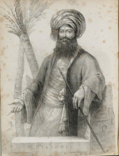 Giovanni Battista Belzoni 1778-1823 Frontispice fra Narrative of the Operations and Recent Disco av Unbekannt
