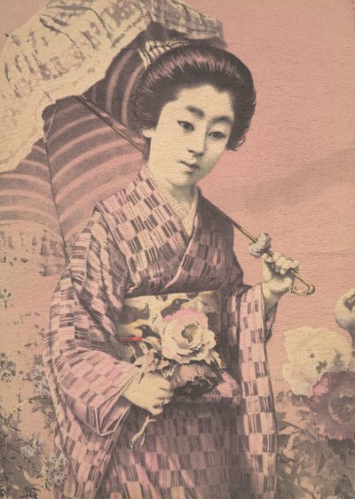 Jente som bærer en parasoll, ca. 1900 av Unbekannt