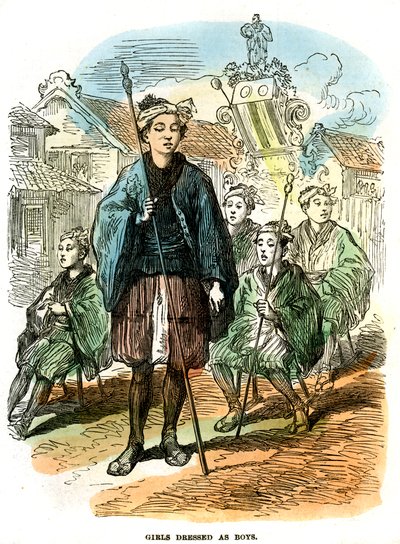 Jenter utkledd som gutter, nyttårsfestivalprosesjon i Yokohama, Japan, 1872 av Unbekannt