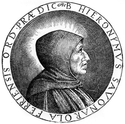 Girolamo Savonarola 1452-1498, italiensk dominikansk prest og leder av Firenze, 1882 av Unbekannt