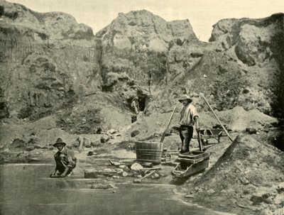 Gold Diggers at Work nær Beechworth, Victoria, 1901. av Unbekannt