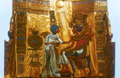 Tutankhamons gyldne trone, gammel egyptisk, 1700-dynastiet, Det nye riket, 1300-tallet f.Kr. av Unbekannt