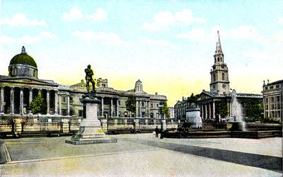 Gordons Statue and National Gallery, Trafalgar Square, London, 20. århundre av Unbekannt