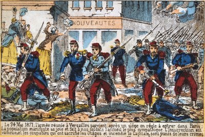 Regjeringssoldater rykket inn i Paris for å undertrykke kommunen, 24. mai 1871 av Unbekannt