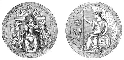 Great Seal of Queen Ann, etter foreningen av England og Skottland, 1707, 1800-tallet av Unbekannt