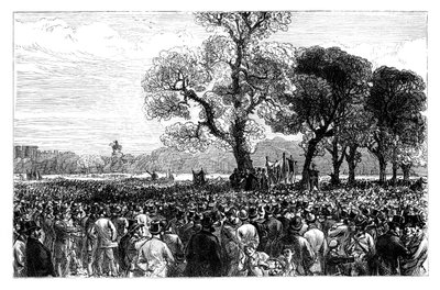 Flott demonstrasjon ved Reformers Tree i Hyde Park, London, midten av 1800-tallet av Unbekannt