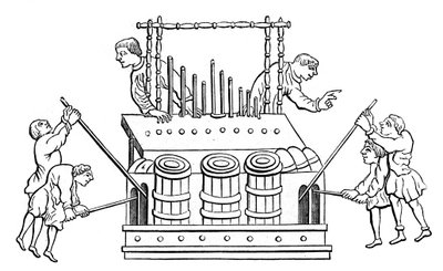 Flott orgel med belg og dobbelt keyboard, 1100-tallet, 1870 av Unbekannt