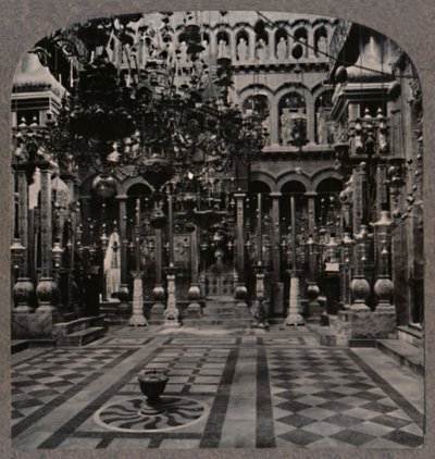 Gresk katedral i Den hellige gravs kirke, Jerusalem, ca 1900 av Unbekannt