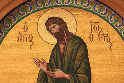 Gresk-ortodoks ikon som viser døperen Johannes Thessalonique Hellas av Unbekannt