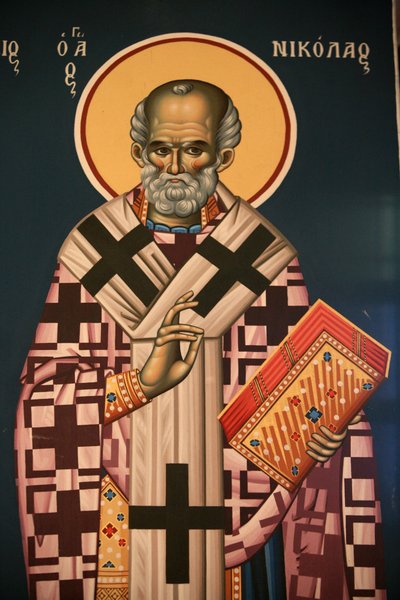 Gresk-ortodoks ikon som viser Saint Nicholas Thessalonique Hellas av Unbekannt