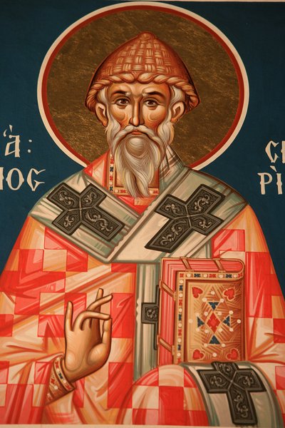 Gresk-ortodoks ikon som viser Saint Spiridon Thessalonique Hellas av Unbekannt