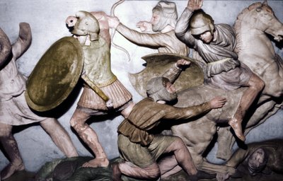 Grekere kjemper mot persere, Alexander Sarcophagus, Sidon, 4. århundre f.Kr., 20. århundre av Unbekannt