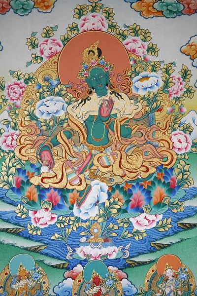 Grønn Tara, symbol på velstand. Kopan kloster, Kathmandu, Nepal av Unbekannt