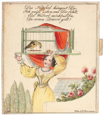 Gratulasjonskort. Det lille hodet ditt henger, jeg vet hva som feiler deg... etter 1815. av Unbekannt