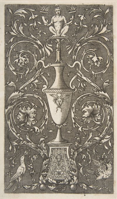 Grotesk med vase, fugler og akantusruller, ca. 1515-1600. av Unbekannt
