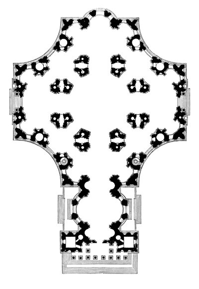 Grunnplan for St Pauls Cathedral, London, andre design, 1600-tallet 1882 av Unbekannt