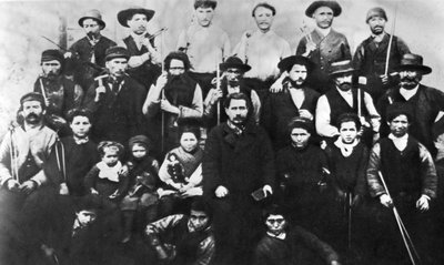 Gruppe parisiske arbeidere som deltar i kommunen, fotografi. Paris kommune 1871 av Unbekannt