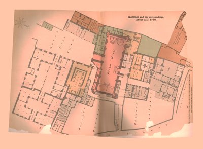 Guild Hall City of London-plan, c1750, 1886 av Unbekannt