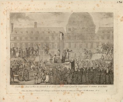 Giljotin reist på Place du Carrousel, 13. august 1792 … av Unbekannt