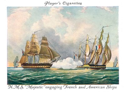H.M.S Majestic engasjerende franske og amerikanske skip, 1936. av Unbekannt